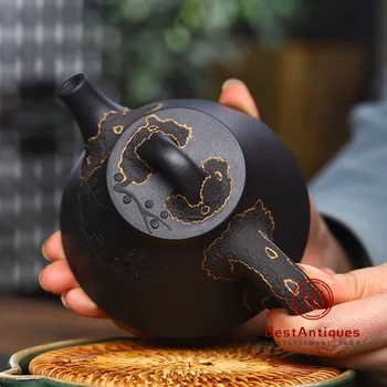 

Yixing Zisha Teapot Purple Clay Teapots Handmade Songying Bawang 300cc