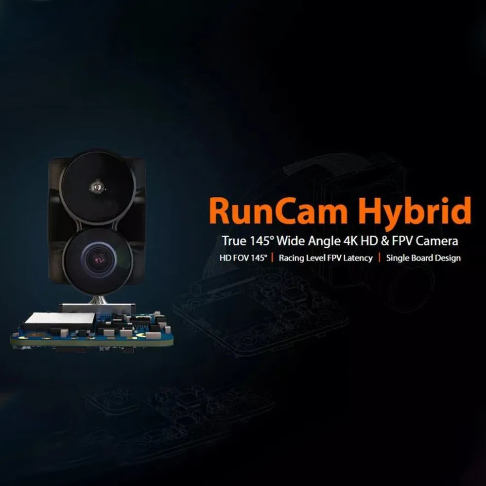 RunCam Hybrid FOV 145 градусов 4K 30fps HD Запись DVR двойной объектив Мини FPV камера Низкая задержка одна доска для RC гоночный Дрон