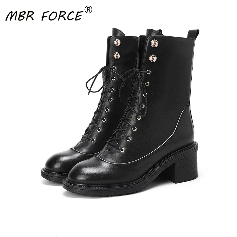 Классические женские ботинки MBR FORCE из натуральной кожи увеличенная длина в стиле
