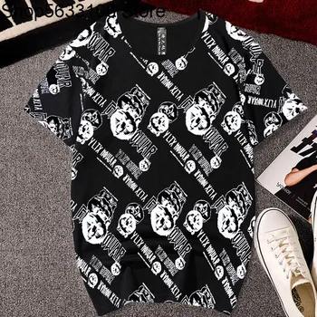 

Yunluo The World Leisure Loose Men Short Sleeve T Shirt Plus Fat plus Super Large Size Elastic Force Round Neck Printing