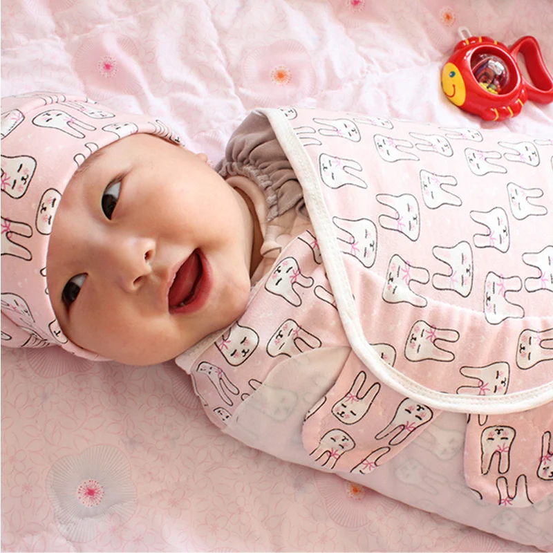 

2Pcs/Set Baby Swaddle with Hat Infant Wrap Parisarc 100% Cotton Soft Thin Newborn Baby Blanket Swaddling Wrap Blanket Sleepsack