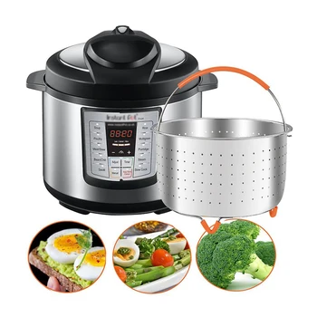 

Steamer Basket with Silicone handle Multi-Function 304 Stainless Steel Rice Cooker Anti-scald Pressure Cooker Stackable Steamer