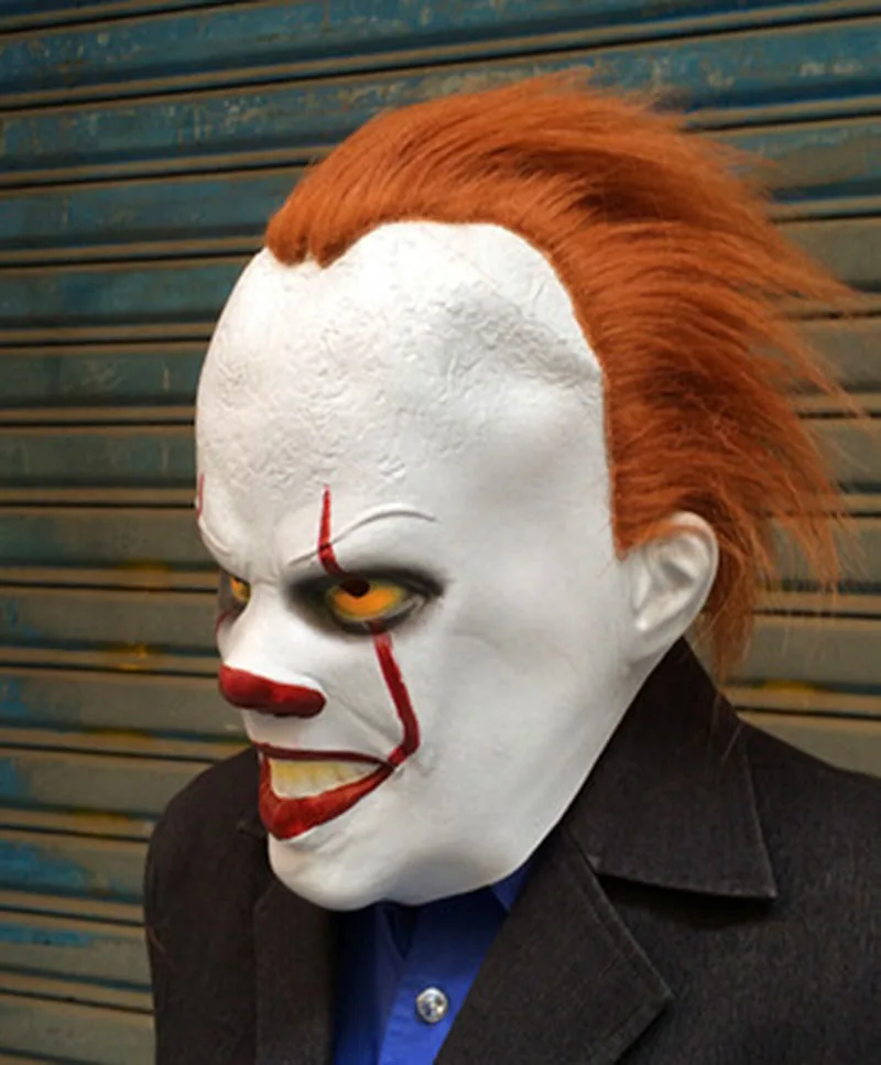 Латексный Полнолицевой взрослой маска ужаса колдун клоун Вечерние Маски для дома карнавальный на Хэллоуин вечерние спасательные наряды Вечерние Маски