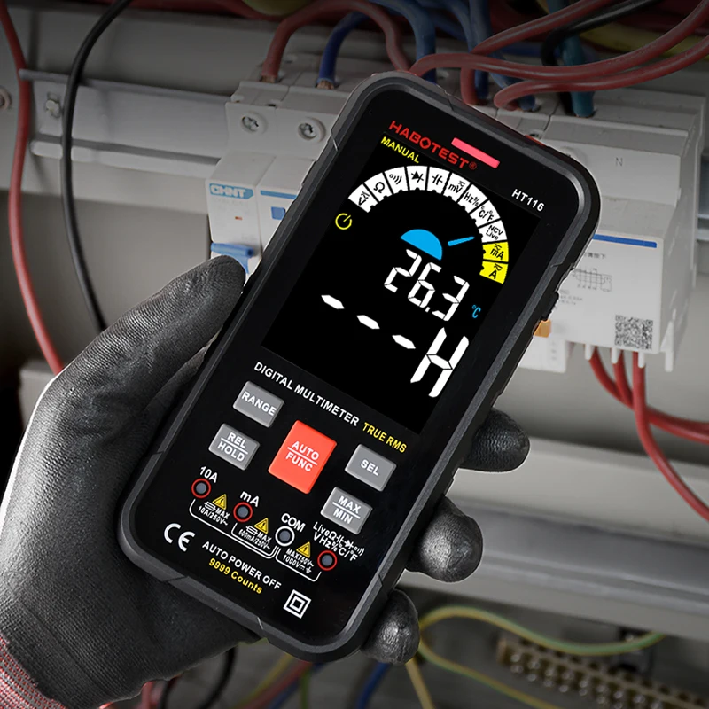 Professional Smart Multimeter Digital HT116 Auto Range 1000V 10A Tester Ohm Hz Capacitance REL True RMS AC DC DMM Multitester