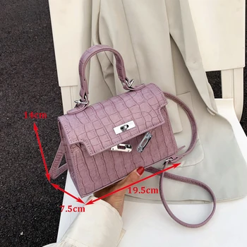 

Female 2020 New Famous Brand Lock Small Tote Bag Crocodile Pattern Vintage Designer Simple Shoulder Messenger Bag Women Handbag