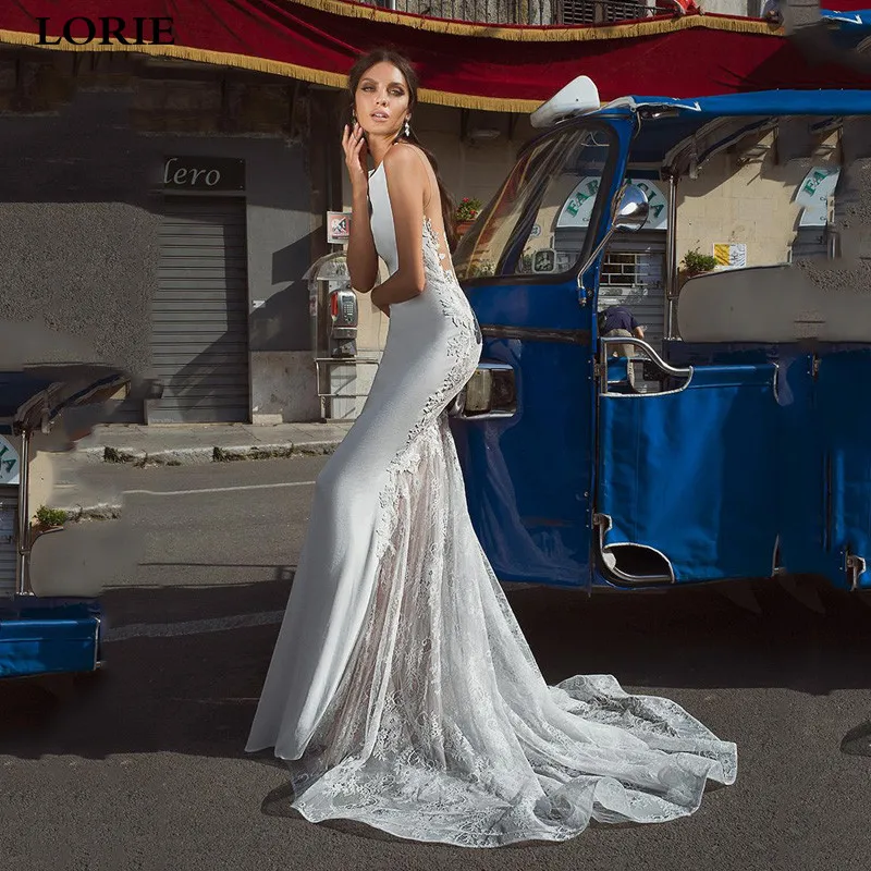 Lorie Stain Mermaid Trouwjurk Geappliceerd Kant Bruid Jurken Knoppen Terug Vestido De Novia Boho Trouwjurk Lorie Stain Mermaid Trouwjurk Geappliceerd Kant Bruid Jurken Knoppen Terug Vestido De Novia Boho Trouwjurk