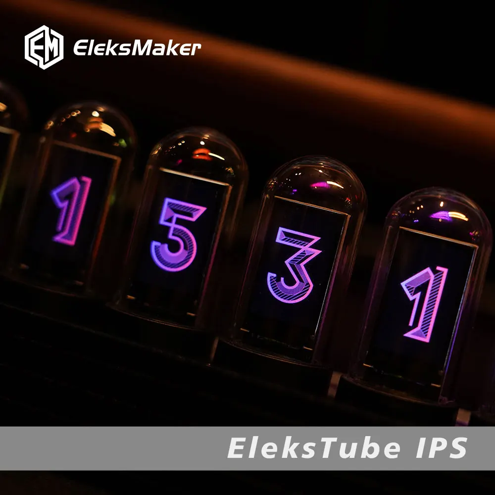 Nixie Tube IPS Vintage Digital Alarm Clock,6 Bit RGB Glow LCD Time Photo  Display,DIY Nixie Tube Clock Simulation, 12 and 24 Hours Display,5V USB
