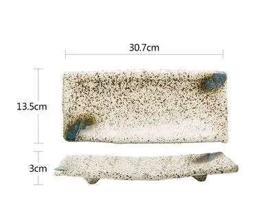 Расписанное вручную керамическое прямоугольное блюдо с тарелкой для суши и десертной посуды - Цвет: Коричневый