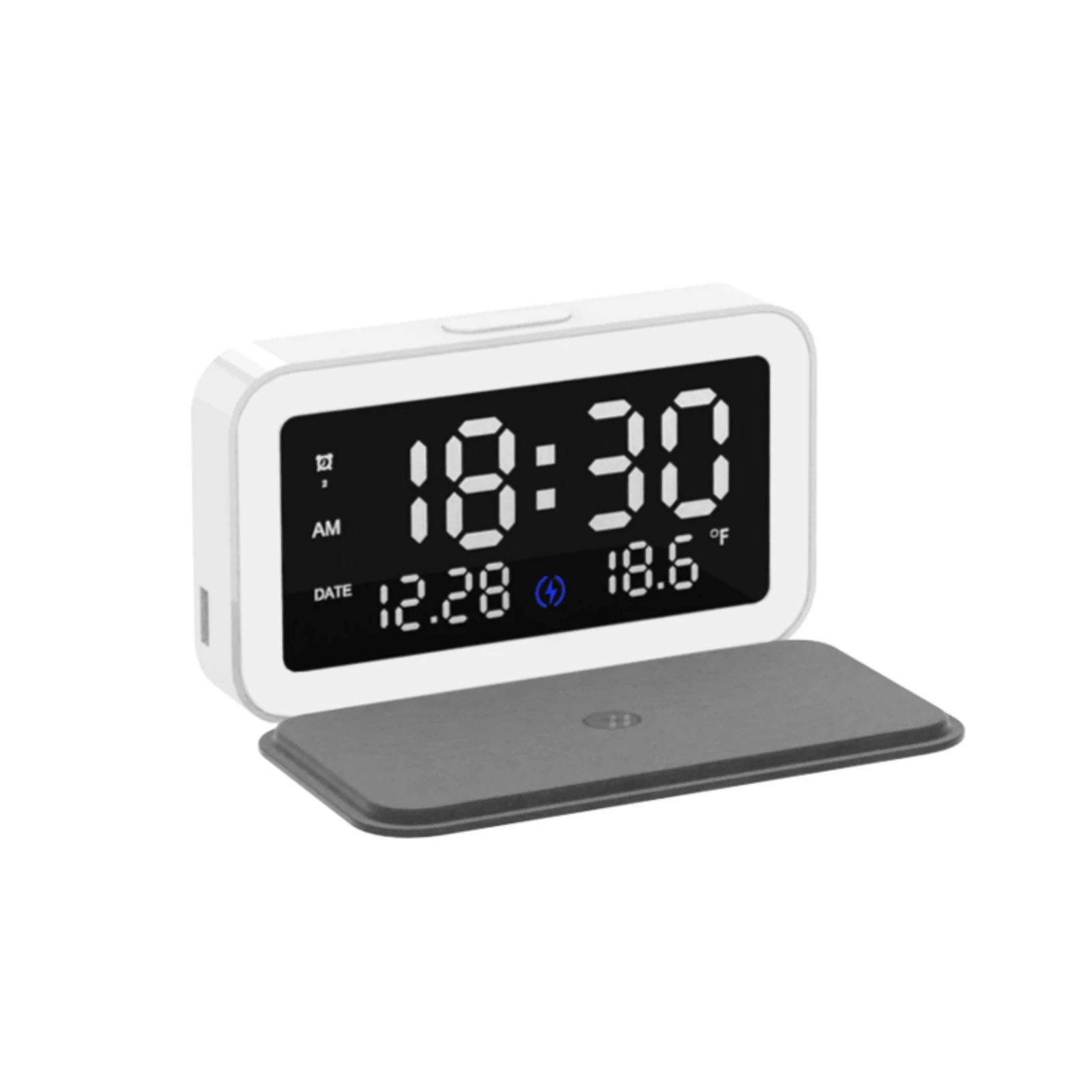 Multifunction Mini Digital Alarm Clock with Wireless Fast Charging