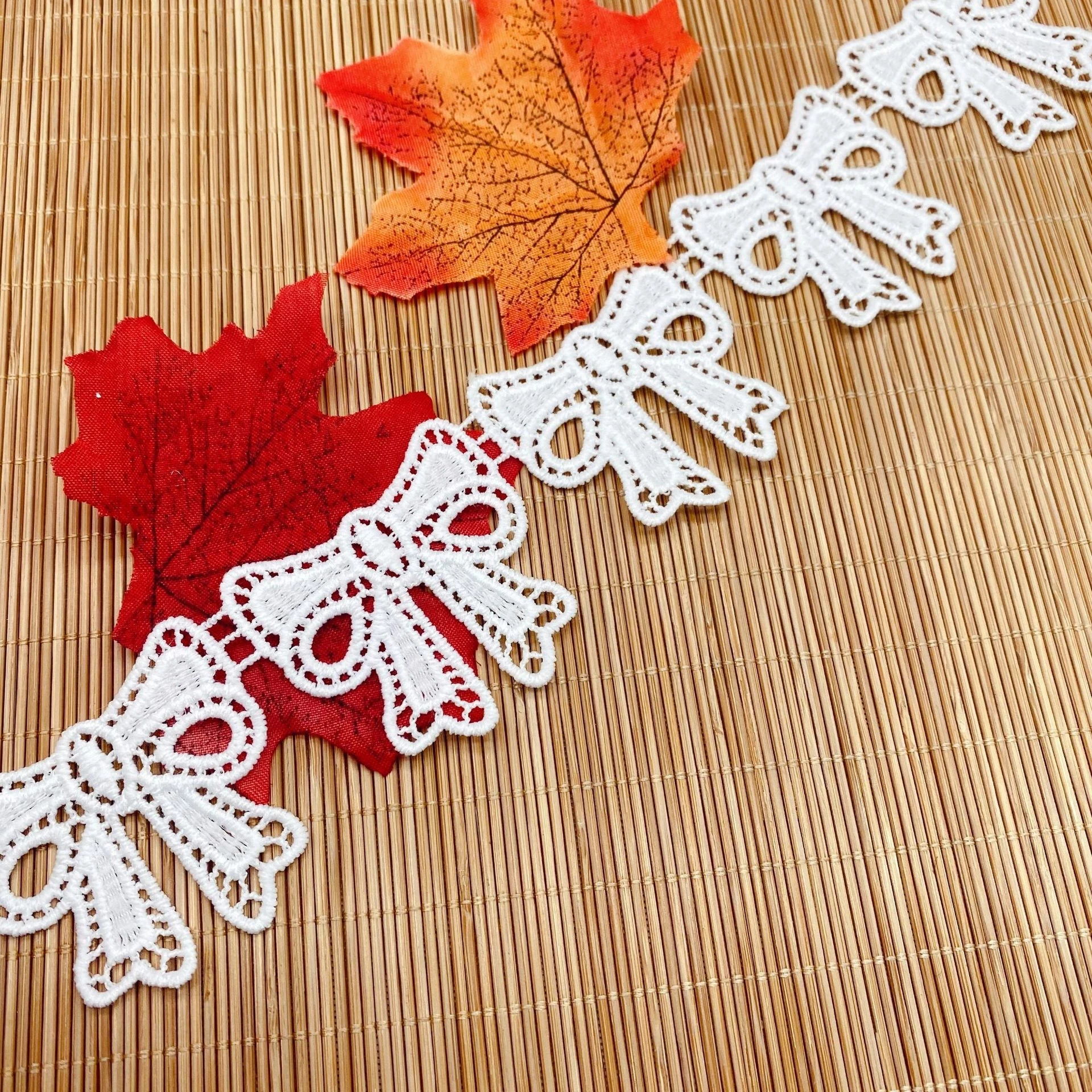 High Quality Lace Fabric Flower Guipure 4cm Embroidery Bow Ribbon Sewing Lace For Wedding Clothing Collar 1Yards