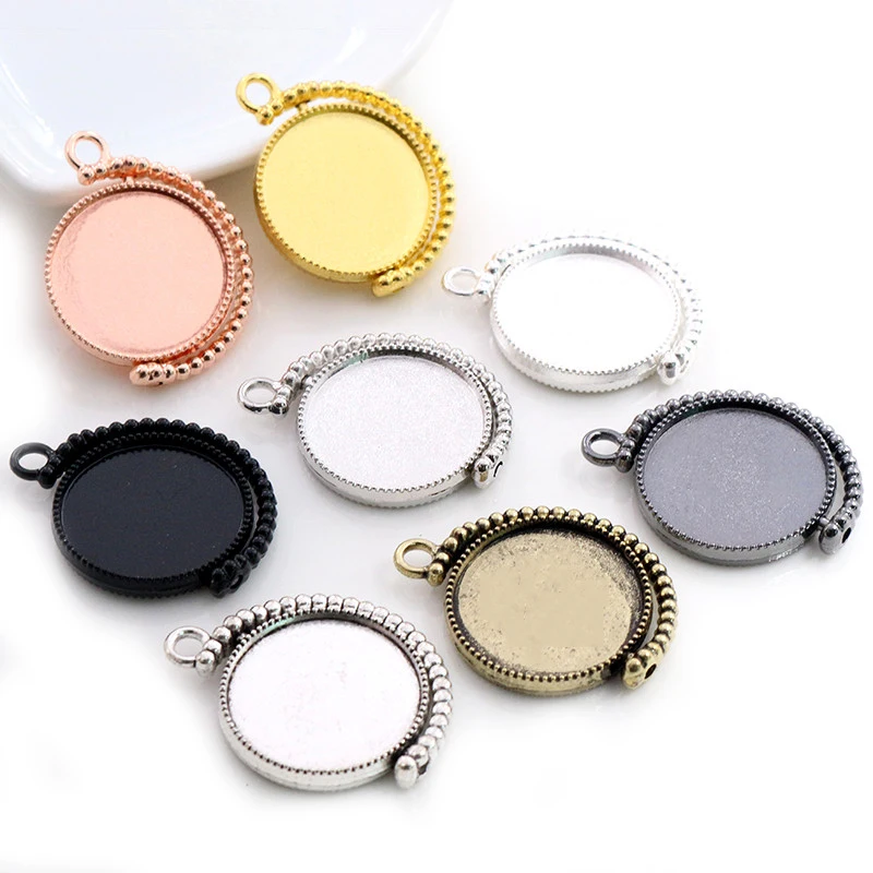 5pcs 20mm Inner Size Rotation Double Side 8 colors Cameo Cabochon Base Setting Charms New Fashion Pendant | Украшения и