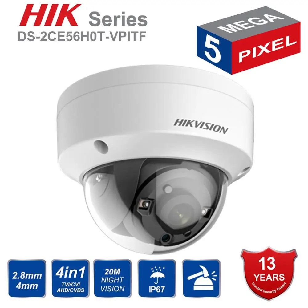 Hik оригинальная аналоговая камера наблюдения 5MP TVI/AHD/CVI/CVBS Switch 4 в 1 DS 2CE56H0T VPITF 20 м IR dis