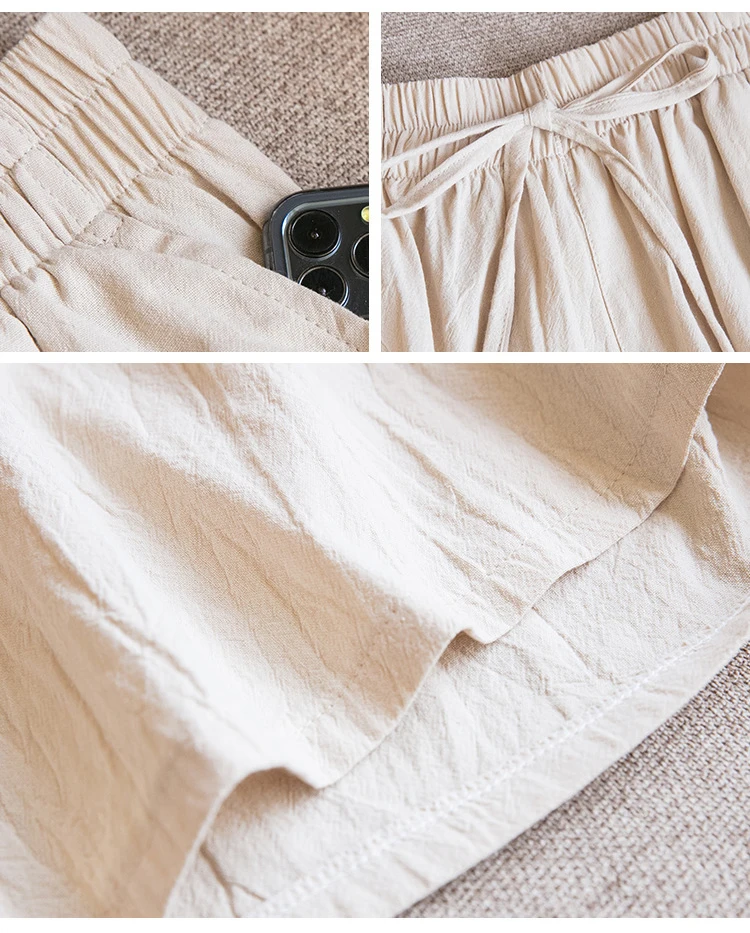 Summer Women's Shorts Cotton Linen  Material Fashionable Casual Wide Leg Shorts Girl Trendy Shorts Plus Size M-3XL Loose Shorts summer clothes for women