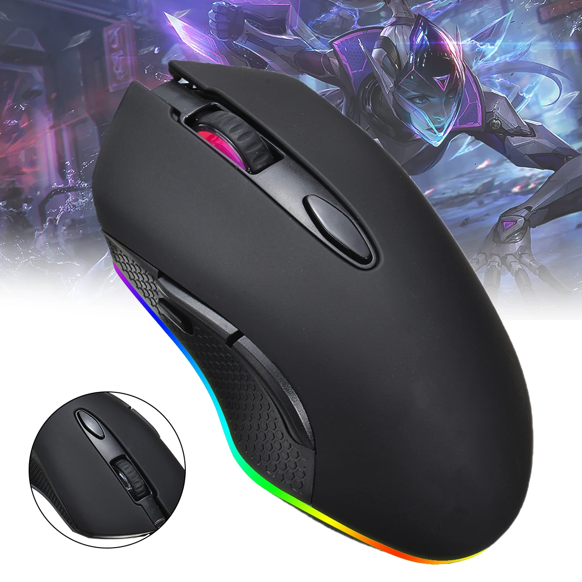 Для компьютерных частей Проводная RGB игровая мышь 8 программируемых кнопок 4800 dpi Регулируемая оптическая игровая мышь эргономичная мышь Pohiks