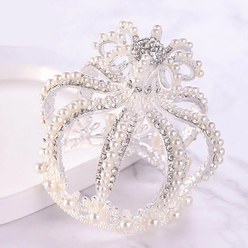 Bridal Headwear FORSEVEN Shining Crystal Simulated Pearls Tiaras Crowns Headbands Princess Diadem Bride Noiva Wedding Party Decorative Jewelry