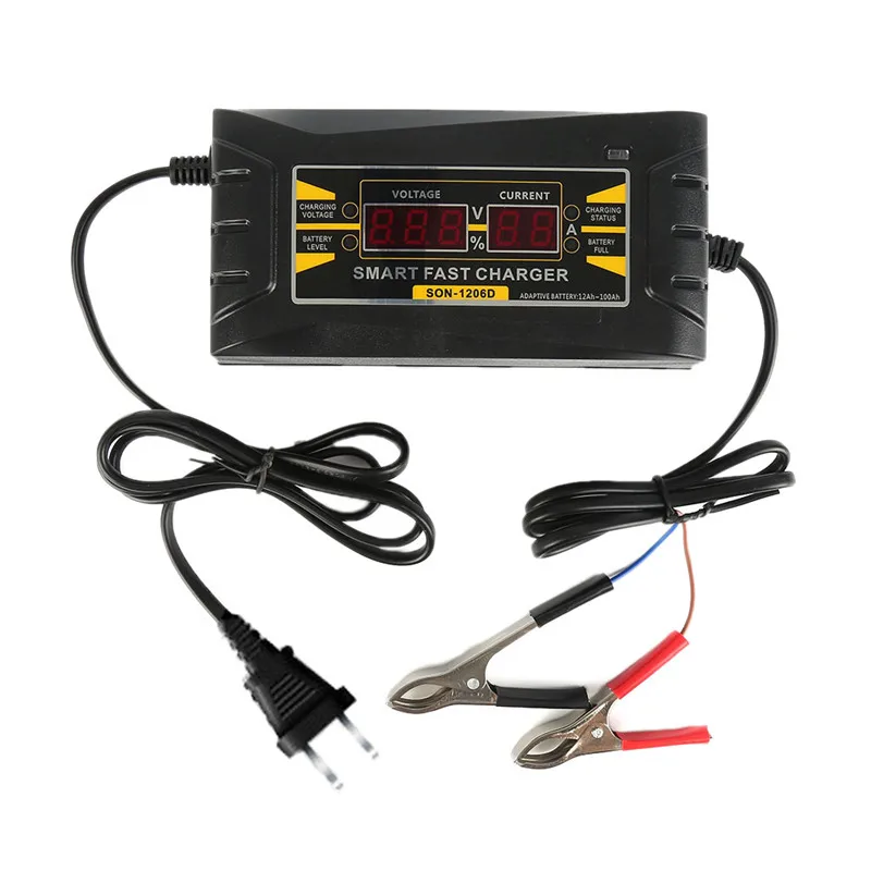 

12V 6A Full Automatic Car Motorcycle Battery Charger Smart Fast Lead-acid Battery Charger with LCD Display PWM Charging Mode