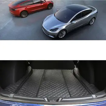 

For tesla model 3 2019 2018 2020 leather car boot luggage trunk mat cargo liner rug carpet durable wearable