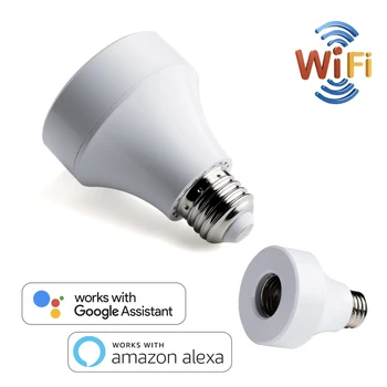 

Smart Wifi Bulb Socket E26 Wi-Fi Led Light Bulbs Timer Holder Wireless Lamp Adapter Works with Alexa and Google Home