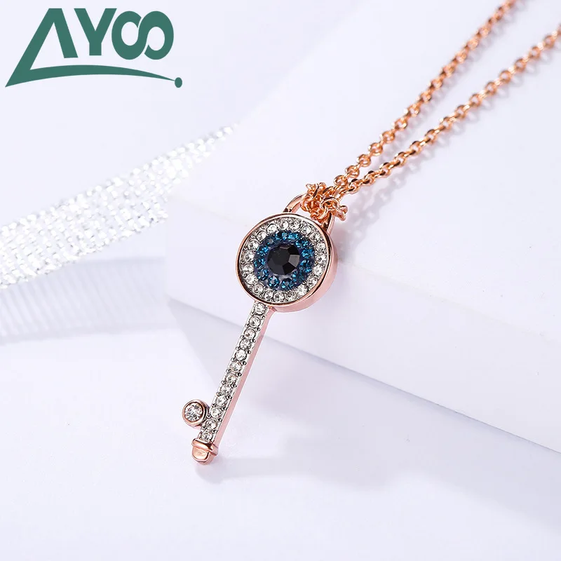 AYOO High Quality SWA 1:1 Mystery Element Keychain Necklace Women Luxury Jewelry Gift