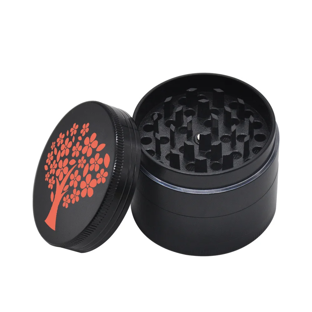 

Life Tree Style Zinc Alloy Metal Smoking Herb Grinder 50MM 4 Layers CNC Diamond Teeth Tobacco Grinder Hand Muller herb grinder