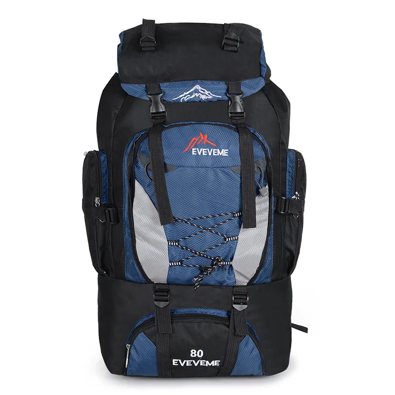 Men's 80L Large Waterproof Climbing Hiking Backpack Camping Mountaineering Backpack Sport Outdoor Rucksack Bag - Цвет: DarkBlue