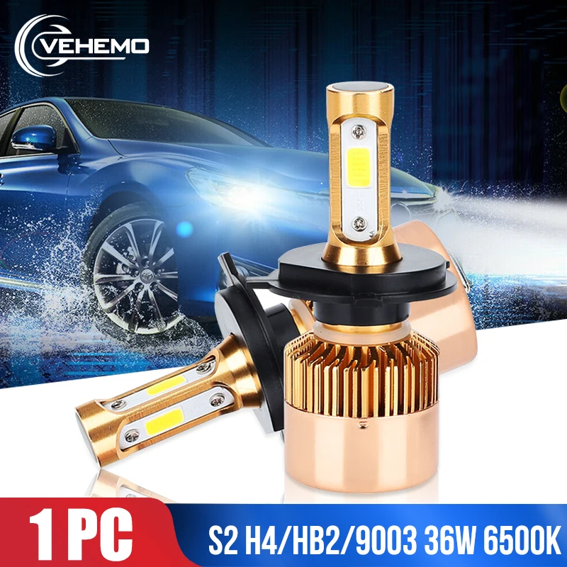 Vehemo S2 H4/HB2/9003 6500K светодиодный головной светильник светодиодный противотуманный светильник автомобильные золотые лампы Авто Автомобильный светодиодный головной светильник ing сборка автомобильные аксессуары