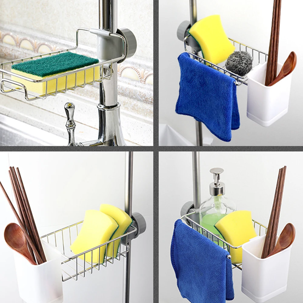 Generic Stainless Steel Funcet Under Sink Sponge Holder Tools Access