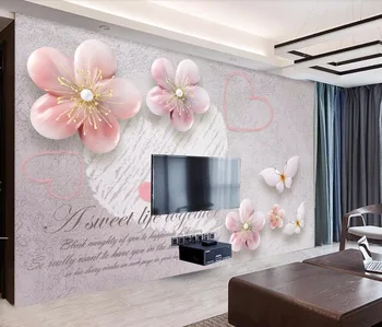 

CJSIR Custom Wallpaper Home Decor Mural European Retro 3D Embossed Jewelry Plum TV Background Wall Murals 3d Wallpaper Photo