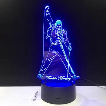 

Queen Freddie Mercury Figure 3d Lamp Led Night Light Touch Sensor Baby Kids Nightlight for Office Room Decorative Lamp Dropship