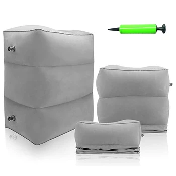 

Travel Inflatable Pillow Foot Adjustable Height Portable Leg Rest Cushion Foot Rest Pad Airplane Car Office Free Air Pump
