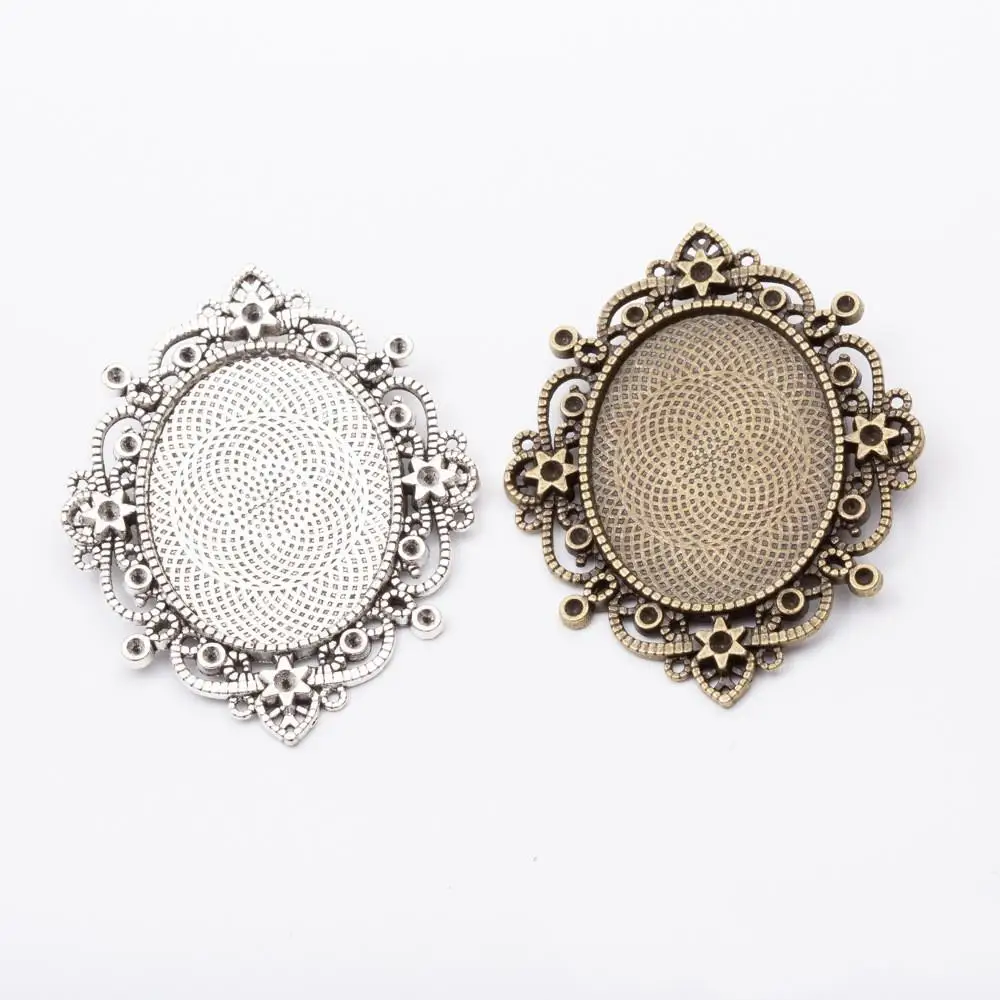 10pcs 66*52mm Fit 30*40mm Antique Bronze Blank Pendant Base Silver