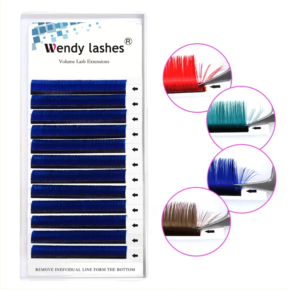 

Easy Fan Eyelash Extension Blue+green+red+brown Mixed Faux Mink Blooming Eye Lash Extensions 0.05/0.07mm Fanning False Eyelash