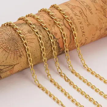 

5m Electroplate Brass Drop Twisted Chains Curb Link Chains for Jewelry Making
