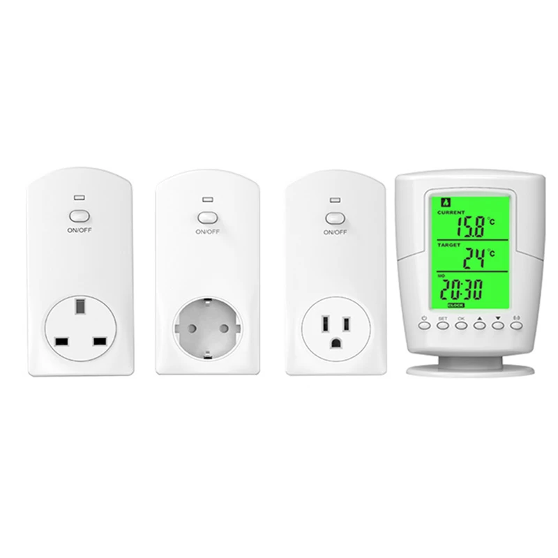 

Newest Wireless Radio Thermostat RF Plug Digital Temperature Controller Built-in Temperature Sensor