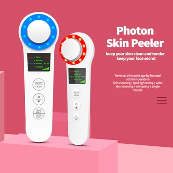 

EMS Ion Beauty Instrument LED Red and Blue Light Therapy Facial Skin Care Tool Device Face Lifting Tighten Whitening Massager