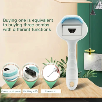 

Dog Cat Hair Shedding Brush Knot Tool Hair Lice Removal for Puppy 3 in 1 Pet Hair Remover Grooming Dense Tooth Comb