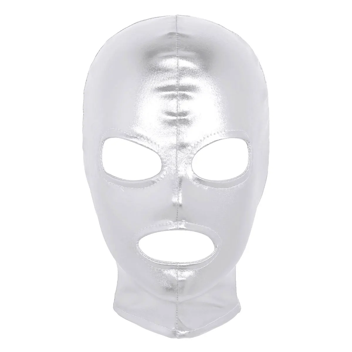 TiaoBug унисекс для женщин и мужчин блестящая латексная маска для ролевых игр полный капюшон головной убор ролевая игра Хэллоуин косплей костюм аксессуары - Цвет: Silver
