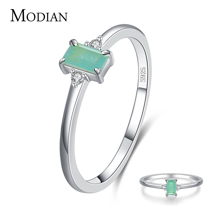 MODIAN Fashion 100% 925 Sterling Silver Tourmaline Finger Rings Classic Clear CZ Wedding Jewelry For Women Engagement Fine Gift - Image 2