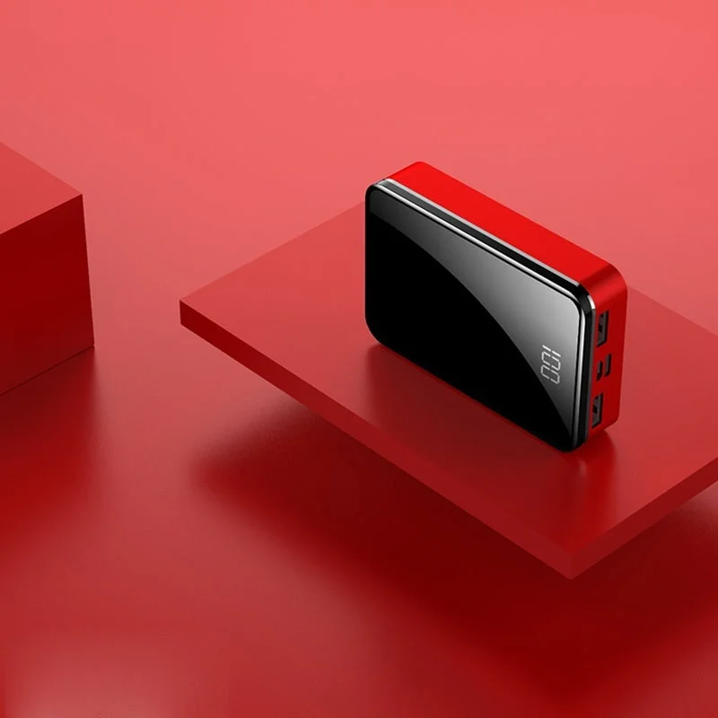 red Портативное зарядное устройство Xiaomi для всех телефонов, 30000 мА/ч, литий-полимерный аккумулятор, двойной USB, двухсторонний, быстрая зарядка, милый внешний аккумулятор - Цвет: red