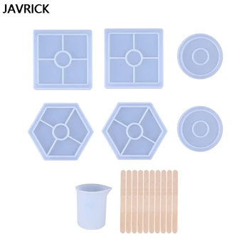 

UV Resin Silicone Mold Hexagonal Round Heart-shaped DIY Coaster Flower Square Craft Making Epoxy Molds