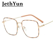 Золотые металлические леопардовые квадратные очки против голубого излучения компьютерные очки прозрачные линзы ретро большие очки женские прозрачные оправы