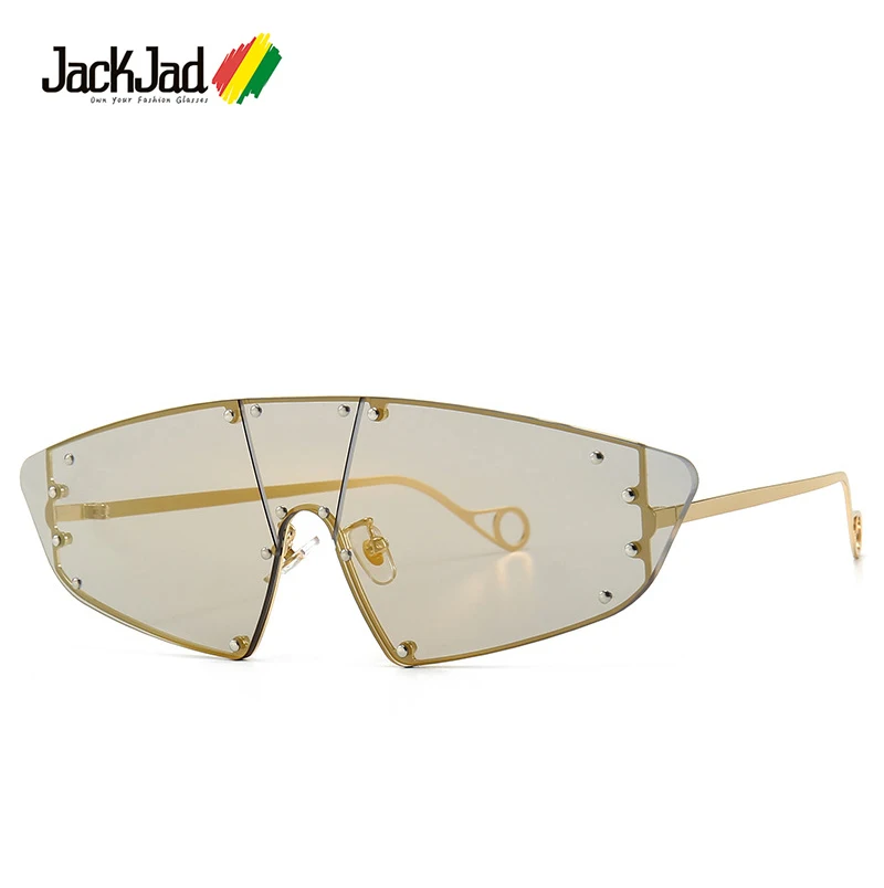 

JackJad 2020 Fashion Modern Cool Shield Style Rivets Sunglasses Women ins Popular Brand Design Sun Glasses Oculos De Sol 829