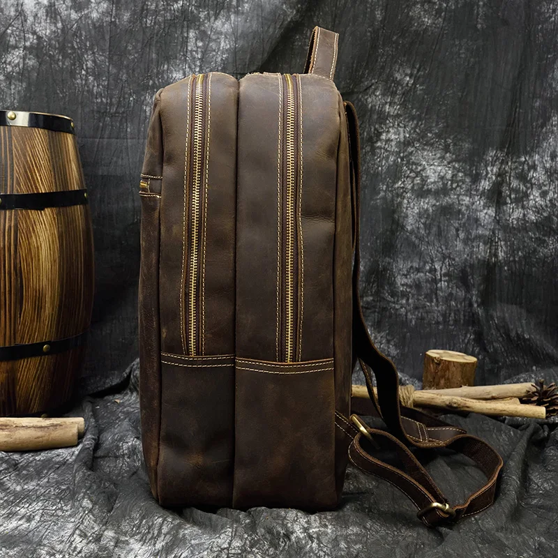 Высококачественный ранец Crazy Horse из воловьей кожи, первый слой, мужская сумка для компьютера, школьные сумки, винтажный рюкзак из натуральной кожи, мужской рюкзак