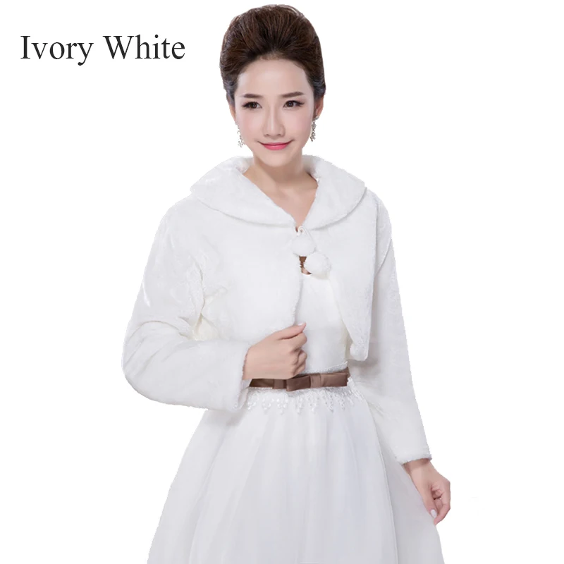 Красные женские меховые шали, накидка, накидка цвета слоновой кости, теплый плащ, пальто с длинными рукавами, меховое болеро, куртка, зимняя верхняя одежда, пальто - Цвет: Ivory White