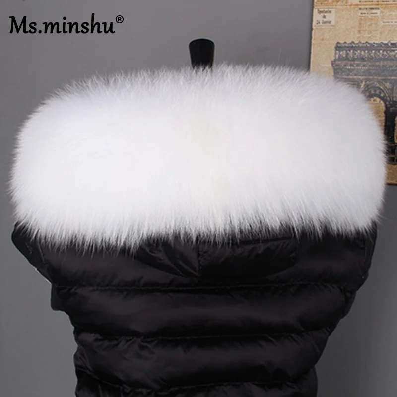 Ms. MinShu, воротник из лисьего меха для капюшона, натуральный Лисий мех, капюшон, отделка, шарф, большой меховой воротник, натуральный Лисий мех, воротник, отделка на заказ