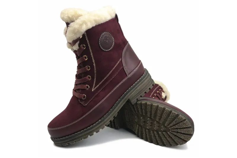 CAILASTE/женская зимняя обувь; Зимние ботильоны из смешанной шерсти; нескользящая женская обувь на шнуровке и молнии для походов