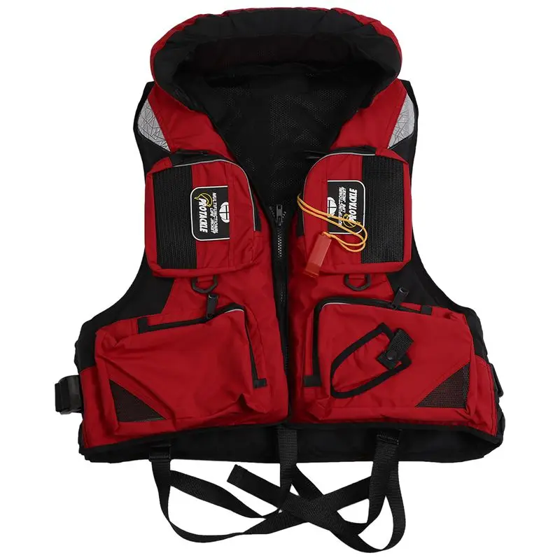 

Adult Adjustable Buoyancy Aid Swimming Boating Sailing Fishing Kayak Life Jacket Vest Preservers red L