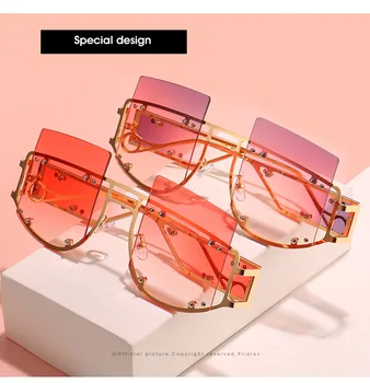 

Fashion high quality summer unisex square unique big frame metal sunglasses ce for men and women brand designer sunglasse UV400
