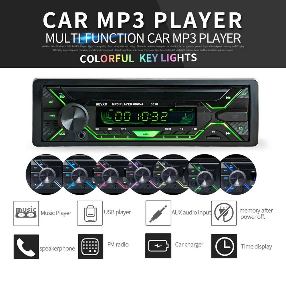 Автомобильный MP3 радио 1din мультимедийный плеер авторадио Aux вход приемник Bluetooth стерео радио Поддержка FM/MP3/WMA/USB/sd-карта