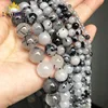 Pierre naturelle en Quartz rouillée noire, grosses perles rondes, pour la fabrication de bijoux et boucles d'oreilles, Bracelet à bricoler soi-même mm, accessoires 15 